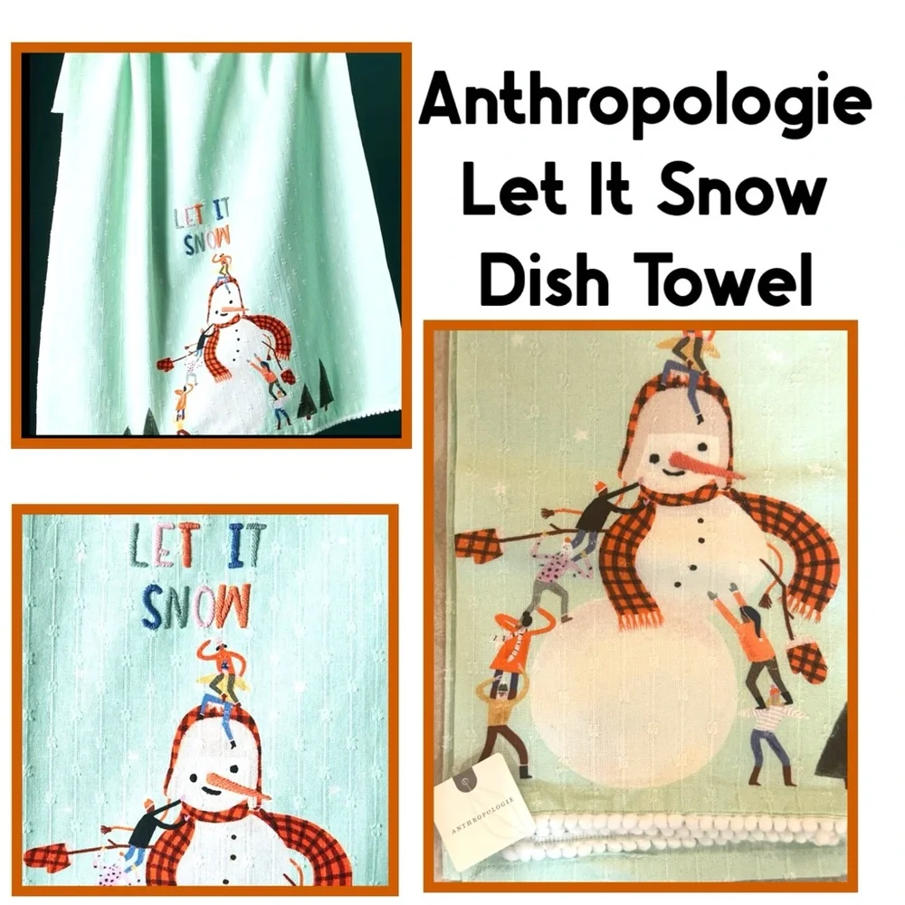 Anthropologie Let It Snow Dish Towel